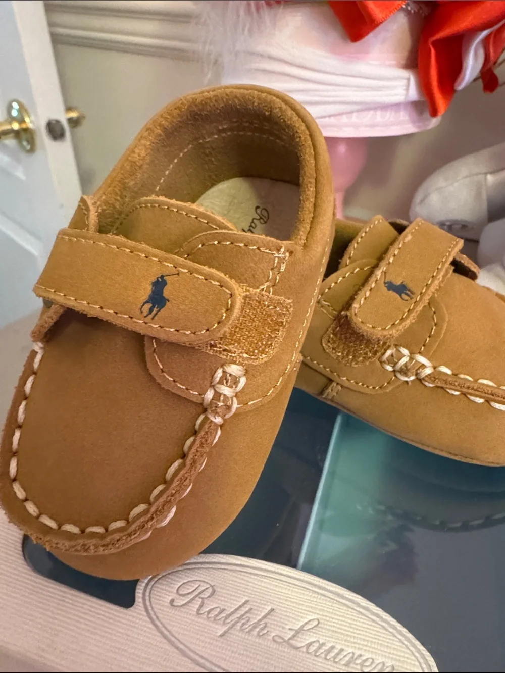 Ralph Lauren Little Boy Tan Suede Moccasin Shoes